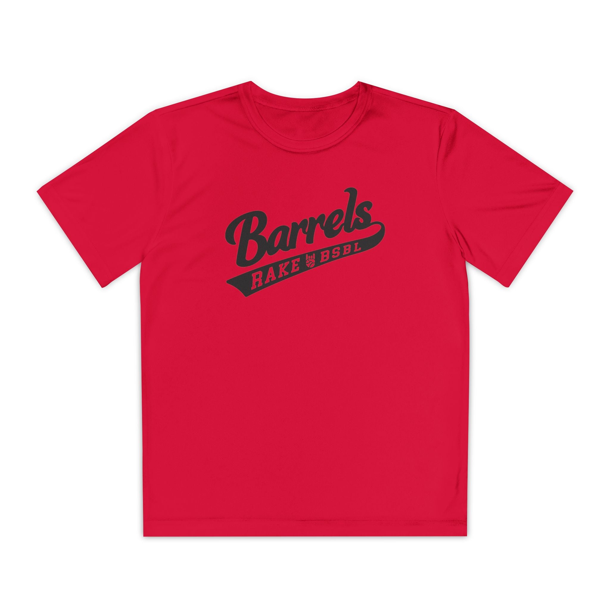 Kids Barrels Dry Fit Tee - Rake Baseball Company - RAKE BASEBALL | BASEBALL T-SHIRT | BASEBALL CLOTHING | GOOD VIBES ONLY