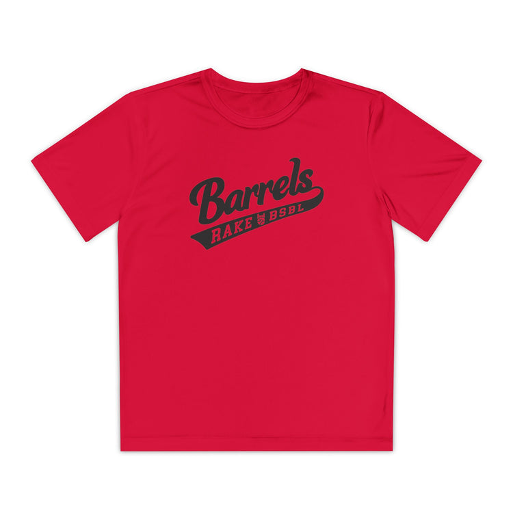 Kids Barrels Dry Fit Tee - Rake Baseball Company - RAKE BASEBALL | BASEBALL T-SHIRT | BASEBALL CLOTHING | GOOD VIBES ONLY