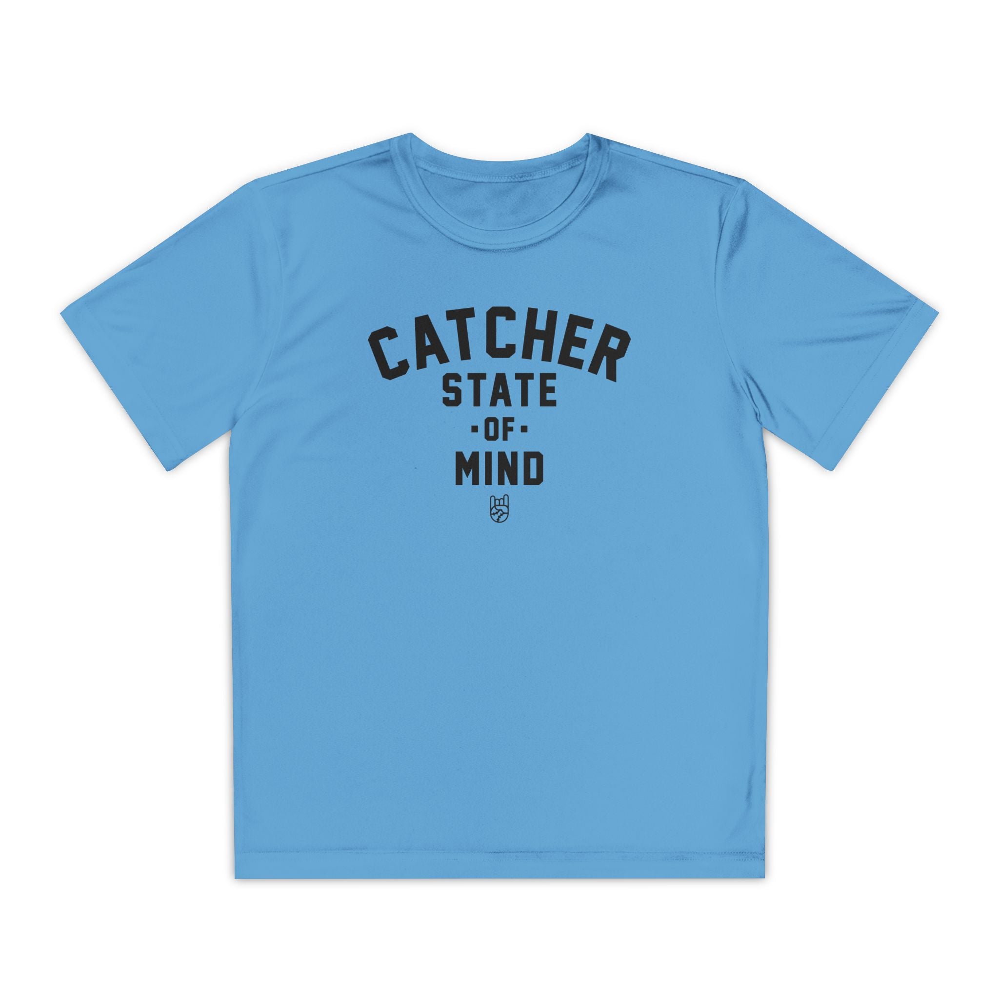 Kids Catcher State Of Mind Dry Fit Tee - Rake Baseball Company - RAKE BASEBALL | BASEBALL T-SHIRT | BASEBALL CLOTHING | GOOD VIBES ONLY
