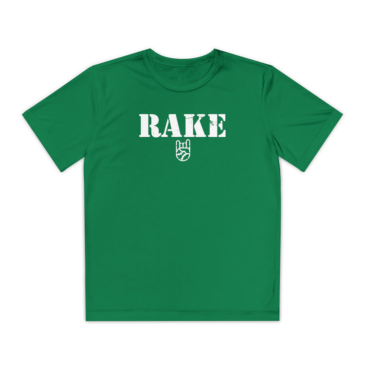 Kids Rake Stencil Dry Fit Tee - Rake Baseball Company - RAKE BASEBALL | BASEBALL T-SHIRT | BASEBALL CLOTHING | GOOD VIBES ONLY
