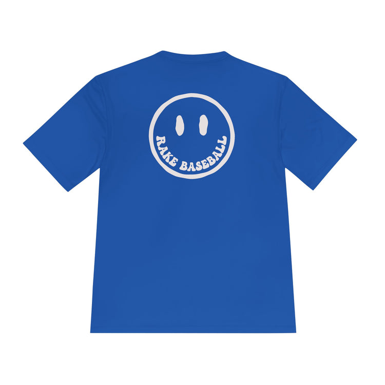 Rake Smile Dry Fit Tee - Rake Baseball Company - RAKE BASEBALL | BASEBALL T-SHIRT | BASEBALL CLOTHING | GOOD VIBES ONLY