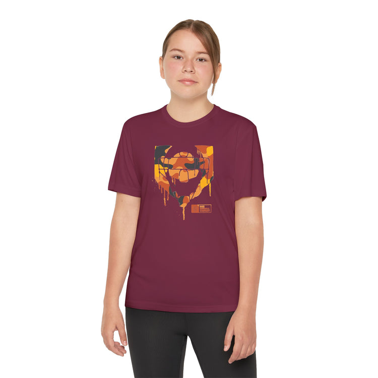 Kids Catcher's Drip Orange Camo Dry Fit Tee - Rake Baseball Company - RAKE BASEBALL | BASEBALL T-SHIRT | BASEBALL CLOTHING | GOOD VIBES ONLY