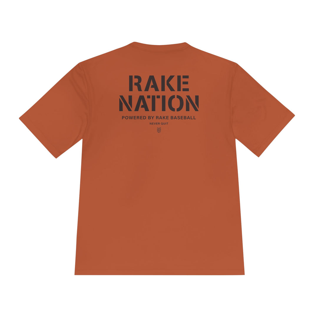 Rake Nation Dry Fit Tee - Rake Baseball Company - RAKE BASEBALL | BASEBALL T-SHIRT | BASEBALL CLOTHING | GOOD VIBES ONLY