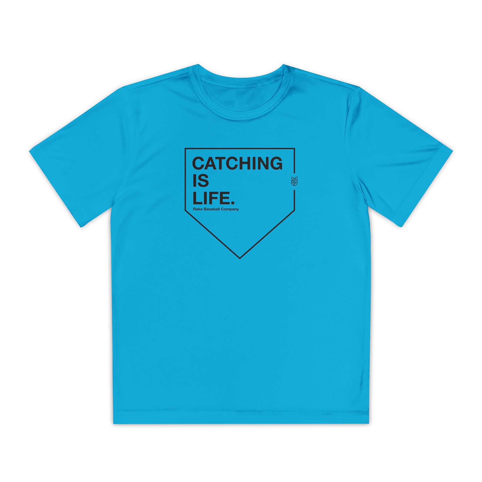 Kids Catching Is Life Dry Fit Tee - Rake Baseball Company - RAKE BASEBALL | BASEBALL T-SHIRT | BASEBALL CLOTHING | GOOD VIBES ONLY