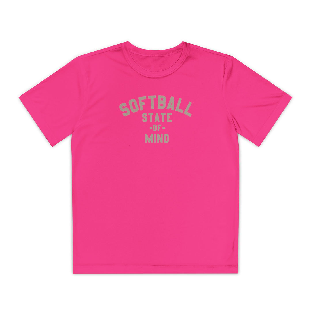 Kids Softball State Of Mind Dry Fit Tee - Rake Baseball Company - RAKE BASEBALL | BASEBALL T-SHIRT | BASEBALL CLOTHING | GOOD VIBES ONLY
