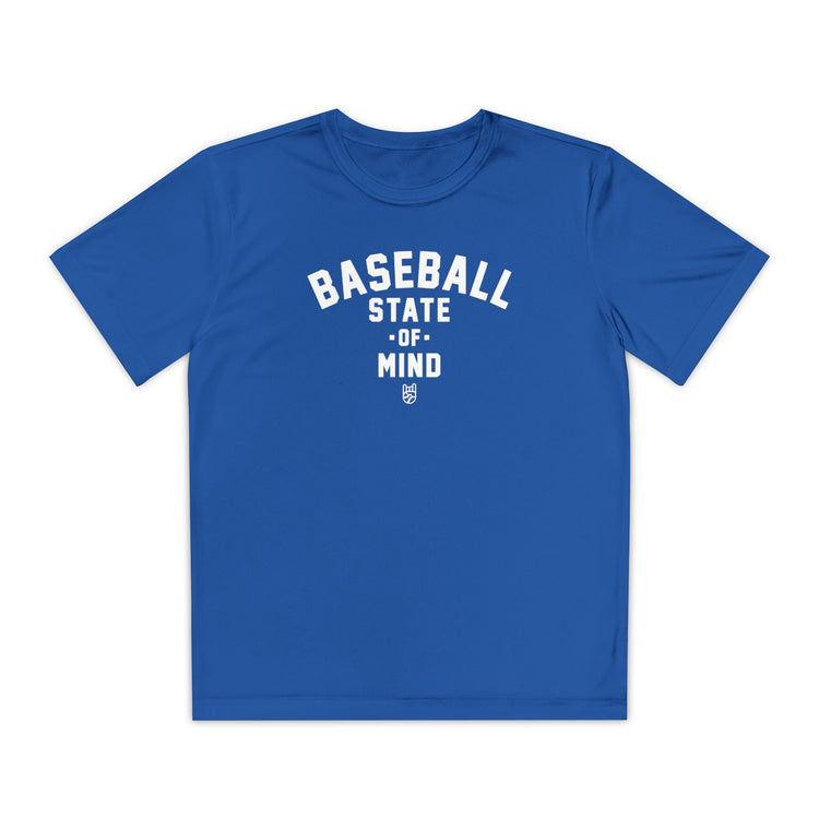Kids Baseball State Of Mind Dry Fit Tee - Rake Baseball Company - RAKE BASEBALL | BASEBALL T-SHIRT | BASEBALL CLOTHING | GOOD VIBES ONLY
