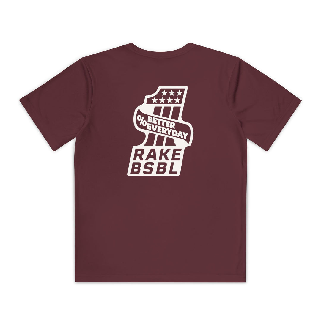 Kids One Percent Better Dry Fit Tee - Rake Baseball Company - RAKE BASEBALL | BASEBALL T-SHIRT | BASEBALL CLOTHING | GOOD VIBES ONLY