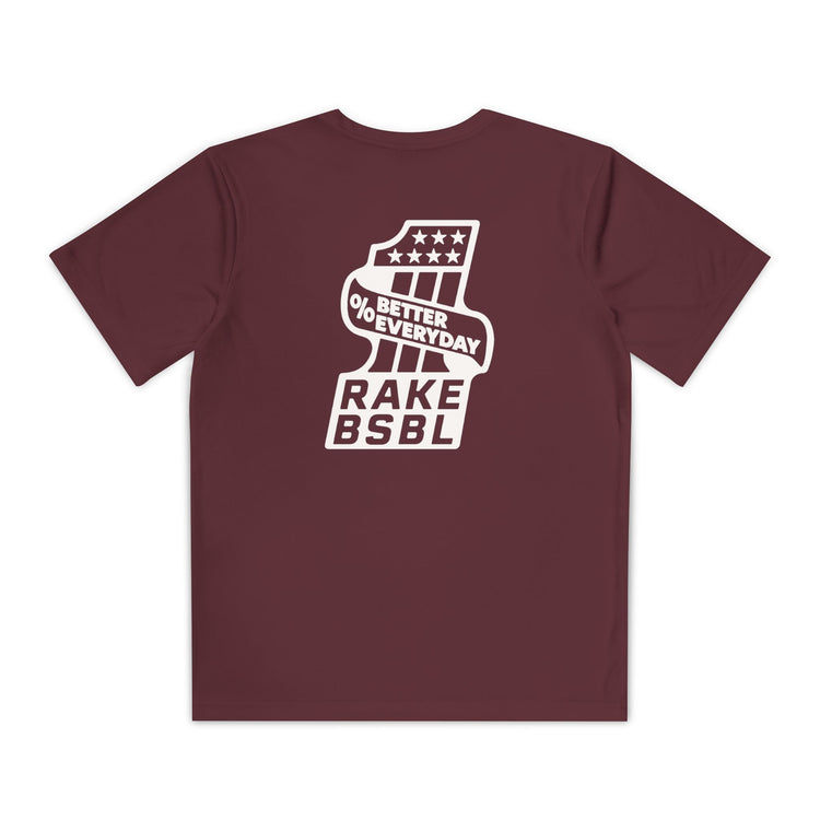 Kids One Percent Better Dry Fit Tee - Rake Baseball Company - RAKE BASEBALL | BASEBALL T-SHIRT | BASEBALL CLOTHING | GOOD VIBES ONLY