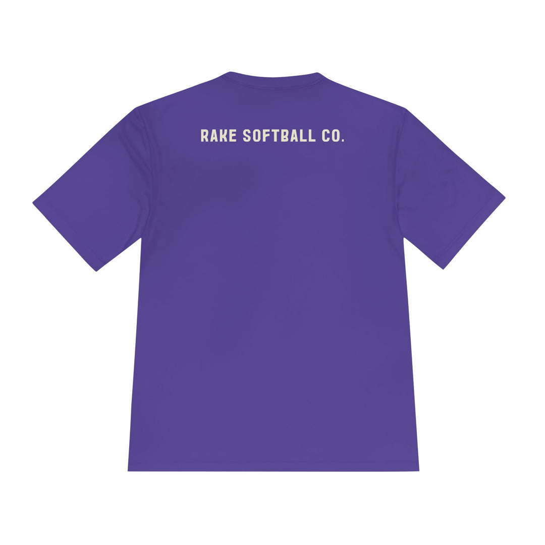 Built To Rake Softball Dry Fit Tee - Rake Baseball Company - RAKE BASEBALL | BASEBALL T-SHIRT | BASEBALL CLOTHING | GOOD VIBES ONLY