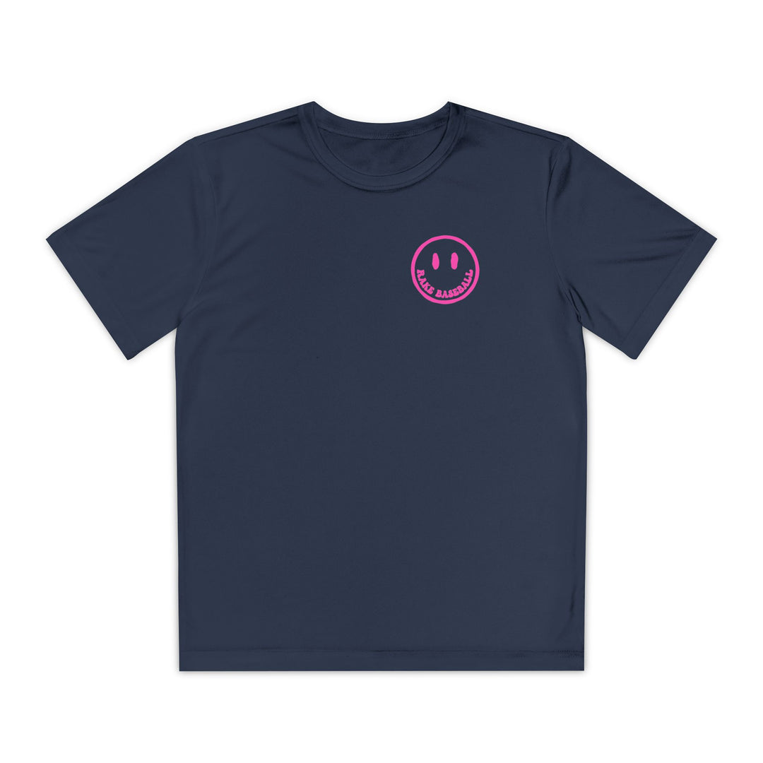 Kids Rake Smile Dry Fit Tee - Rake Baseball Company - RAKE BASEBALL | BASEBALL T-SHIRT | BASEBALL CLOTHING | GOOD VIBES ONLY