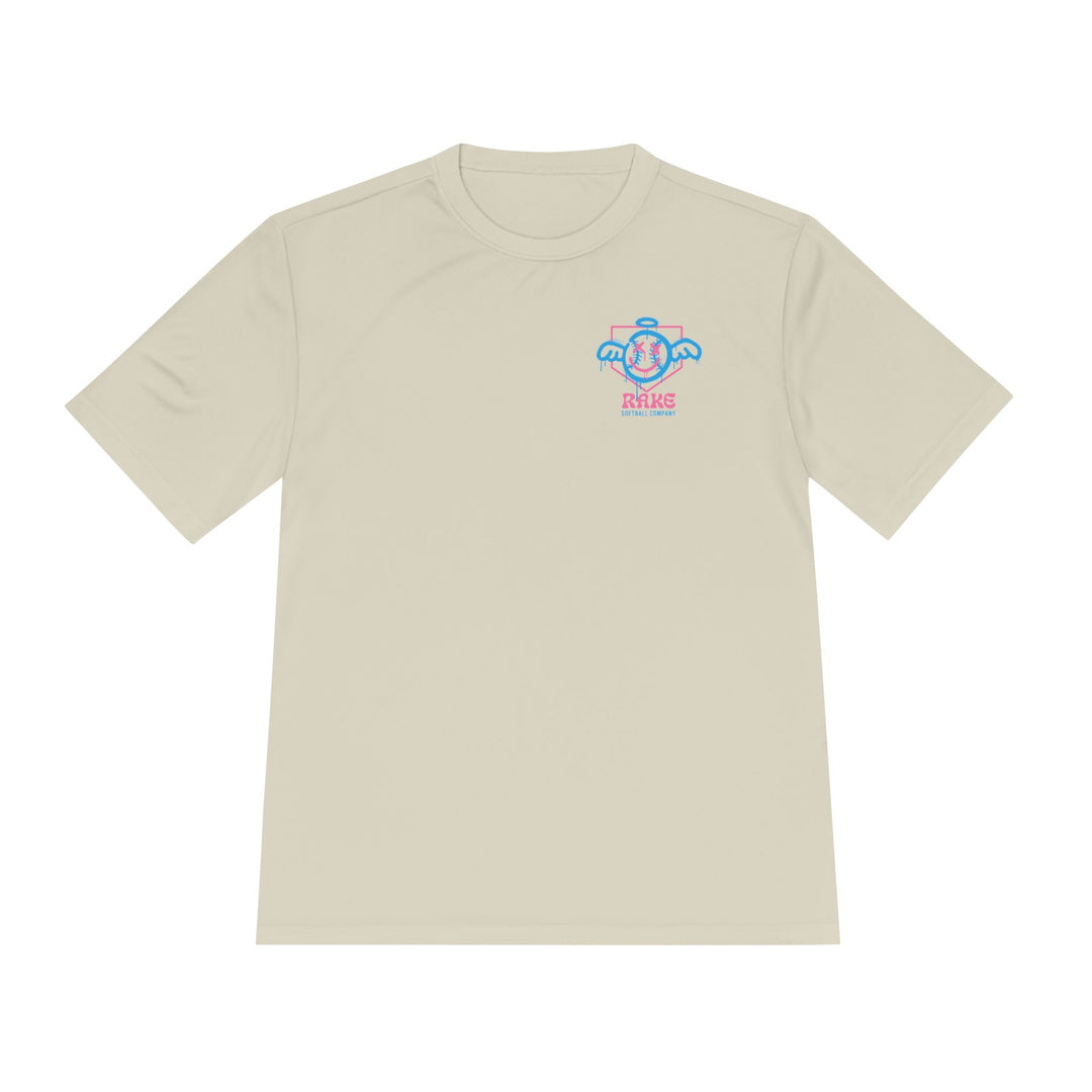 She Angel Drip Softball Dry Fit Tee - Rake Baseball Company - RAKE BASEBALL | BASEBALL T-SHIRT | BASEBALL CLOTHING | GOOD VIBES ONLY