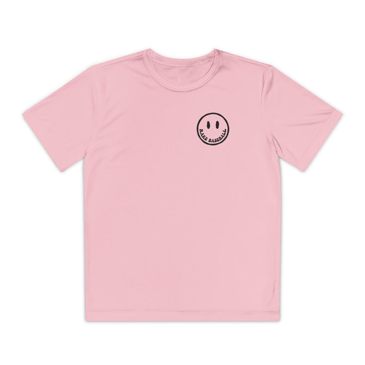 Kids Rake Smile Dry Fit Tee - Rake Baseball Company - RAKE BASEBALL | BASEBALL T-SHIRT | BASEBALL CLOTHING | GOOD VIBES ONLY