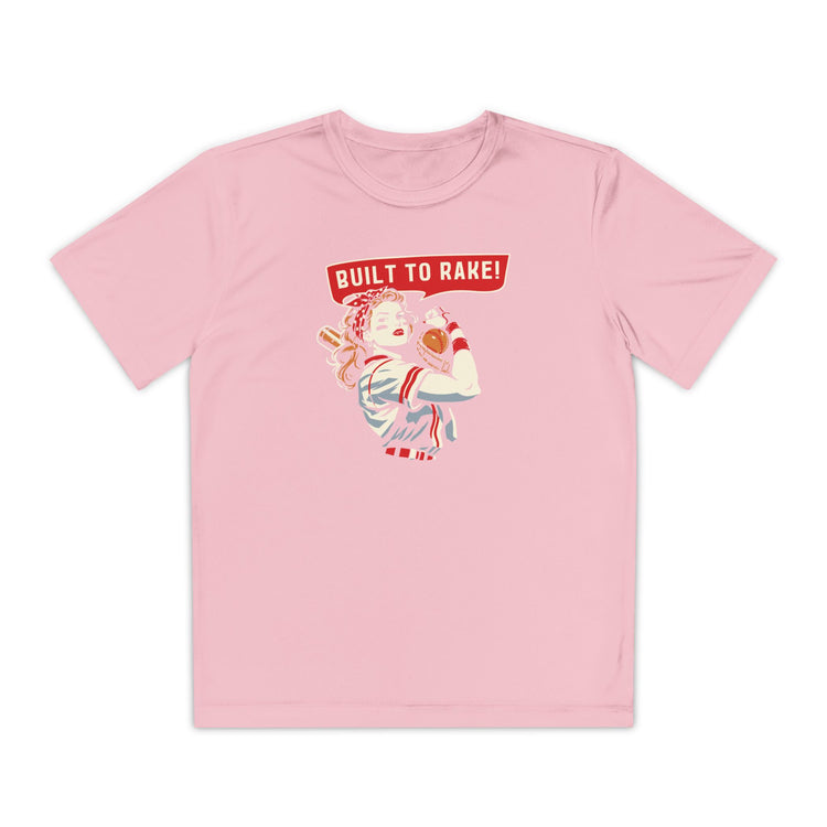 Kids Built To Rake Softball Dry Fit Tee - Rake Baseball Company - RAKE BASEBALL | BASEBALL T-SHIRT | BASEBALL CLOTHING | GOOD VIBES ONLY