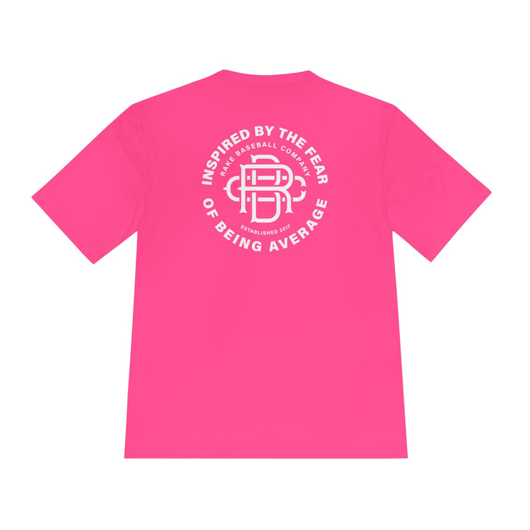 Fear of Being Average Dry Fit Tee - Rake Baseball Company - RAKE BASEBALL | BASEBALL T-SHIRT | BASEBALL CLOTHING | GOOD VIBES ONLY