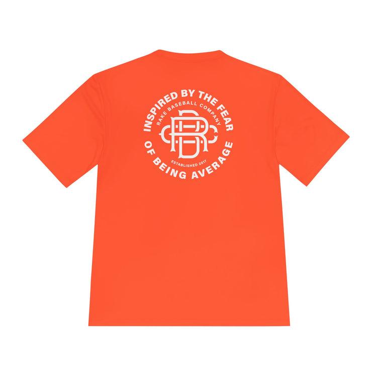 Fear of Being Average Dry Fit Tee - Rake Baseball Company - RAKE BASEBALL | BASEBALL T-SHIRT | BASEBALL CLOTHING | GOOD VIBES ONLY
