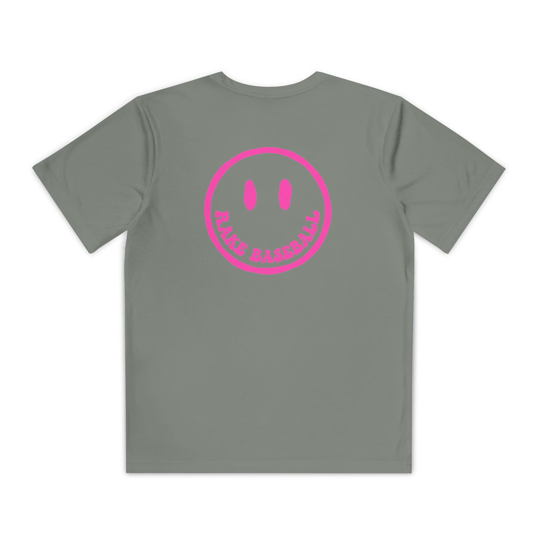 Kids Rake Smile Dry Fit Tee - Rake Baseball Company - RAKE BASEBALL | BASEBALL T-SHIRT | BASEBALL CLOTHING | GOOD VIBES ONLY