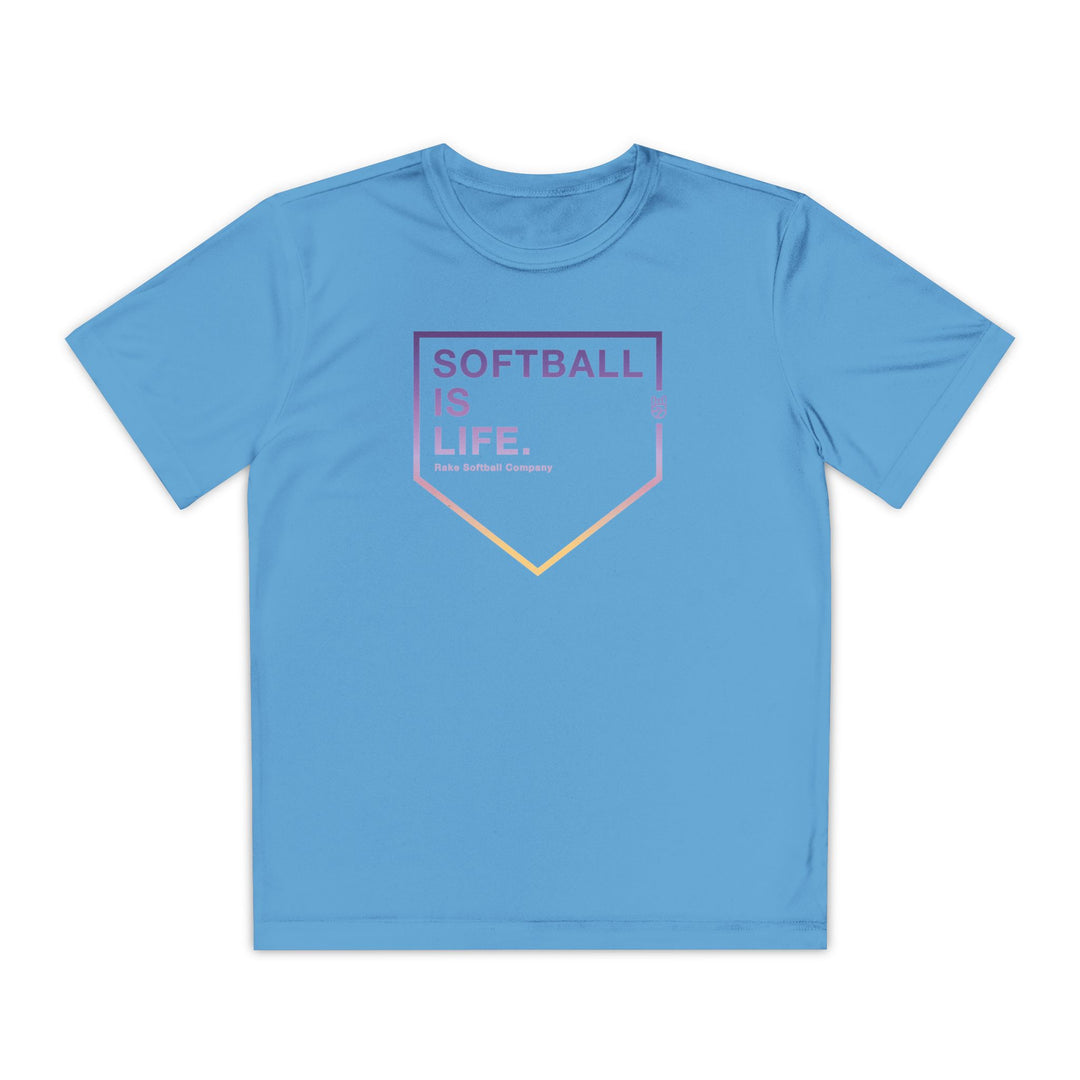 Kids Softball Is Life Dry Fit Tee - Rake Baseball Company - RAKE BASEBALL | BASEBALL T-SHIRT | BASEBALL CLOTHING | GOOD VIBES ONLY