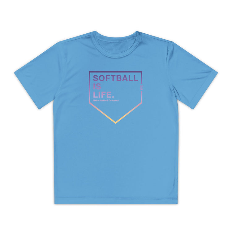 Kids Softball Is Life Dry Fit Tee - Rake Baseball Company - RAKE BASEBALL | BASEBALL T-SHIRT | BASEBALL CLOTHING | GOOD VIBES ONLY