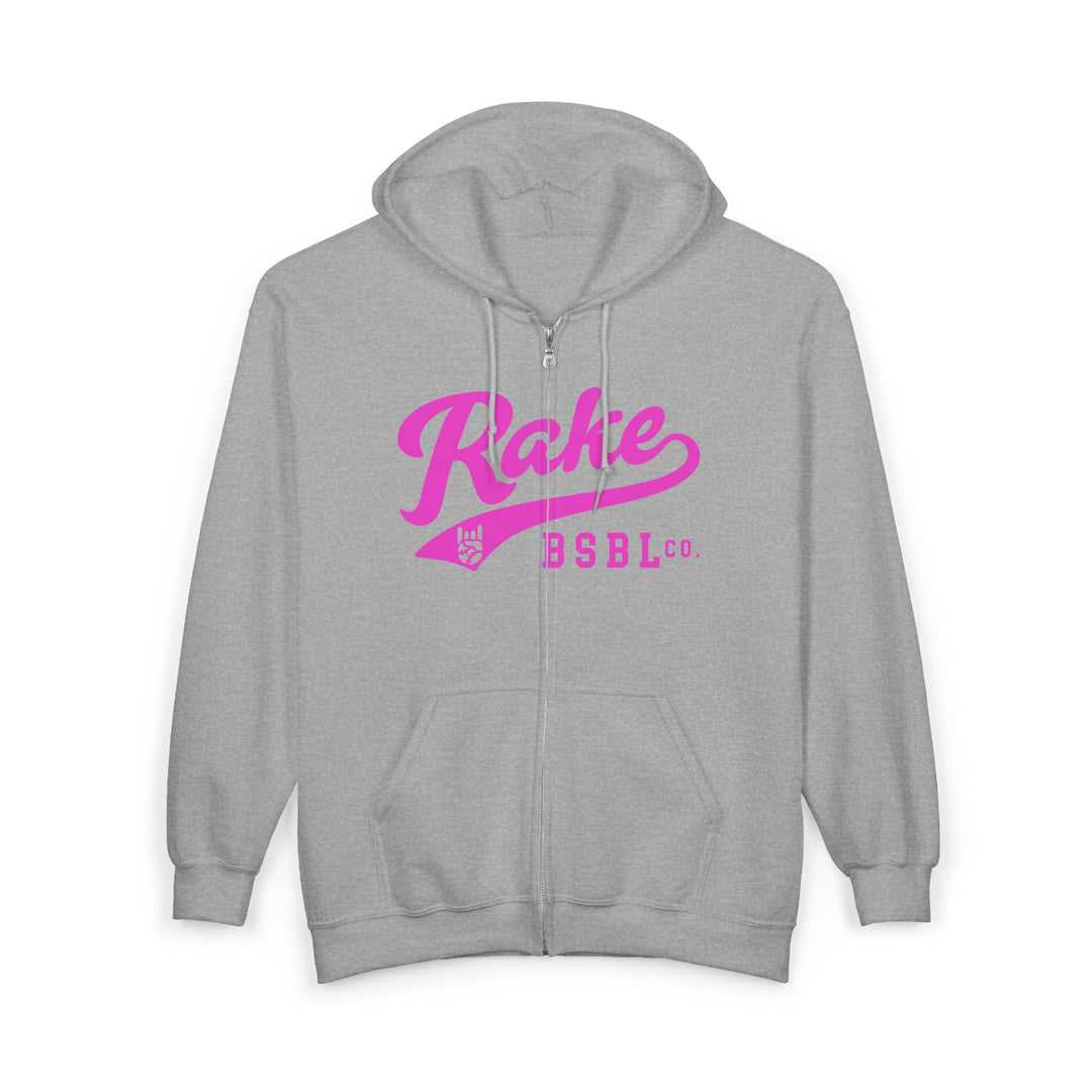 Rake Script (Pink) Full Zip Hoodie