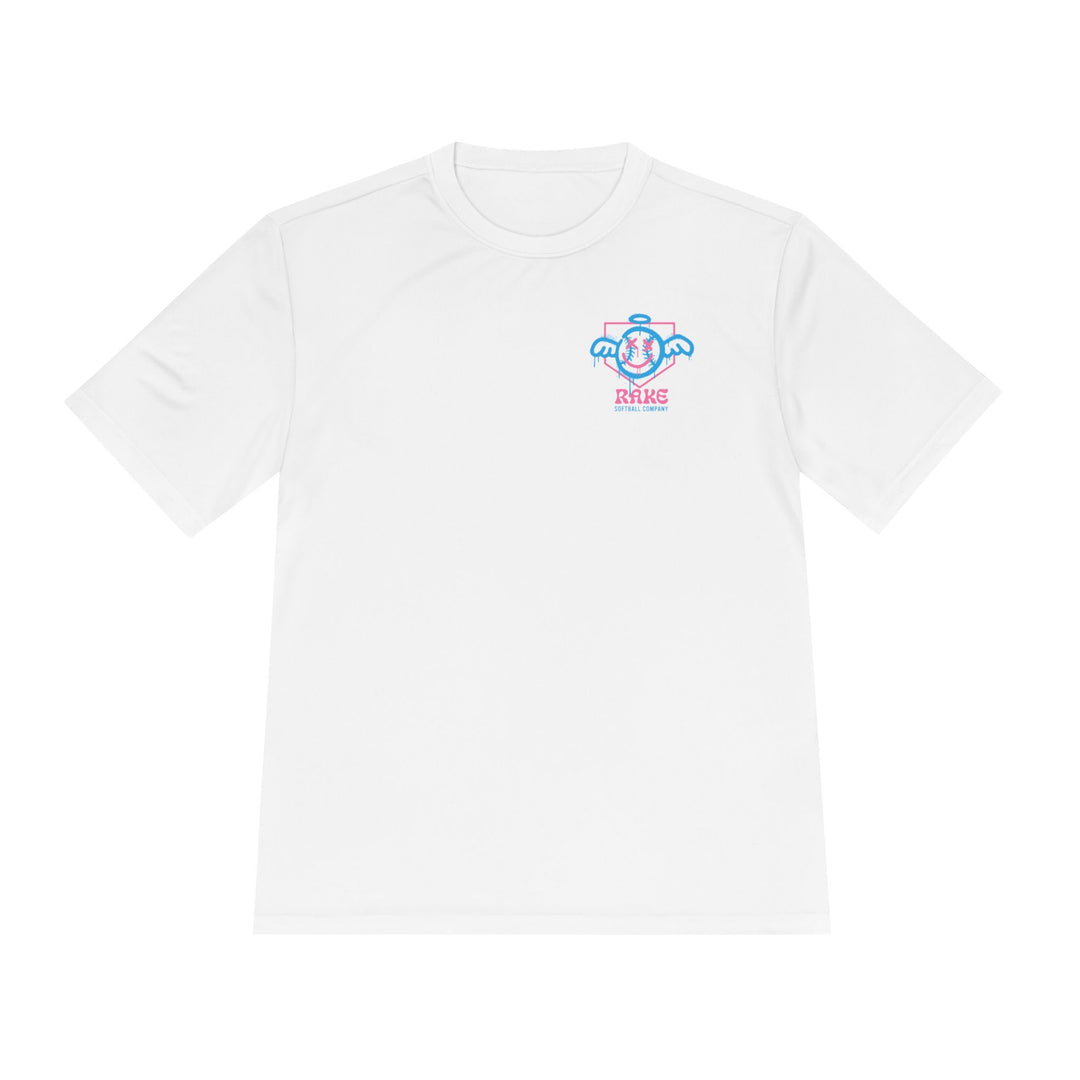 She Angel Drip Softball Dry Fit Tee - Rake Baseball Company - RAKE BASEBALL | BASEBALL T-SHIRT | BASEBALL CLOTHING | GOOD VIBES ONLY