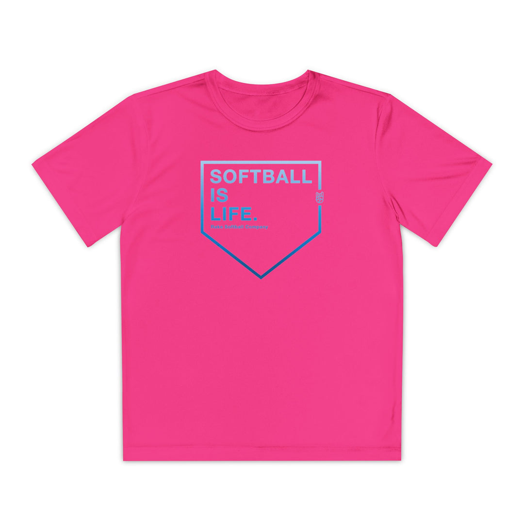 Kids Softball Is Life Dry Fit Tee - Rake Baseball Company - RAKE BASEBALL | BASEBALL T-SHIRT | BASEBALL CLOTHING | GOOD VIBES ONLY