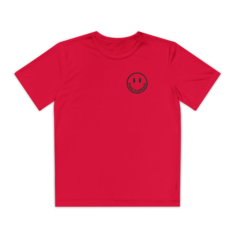 Kids Rake Smile Dry Fit Tee - Rake Baseball Company - RAKE BASEBALL | BASEBALL T-SHIRT | BASEBALL CLOTHING | GOOD VIBES ONLY