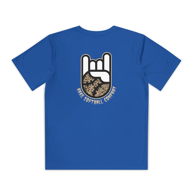Kids Rake Cheetah Softball Company Dry Fit Tee - Rake Baseball Company - RAKE BASEBALL | BASEBALL T-SHIRT | BASEBALL CLOTHING | GOOD VIBES ONLY