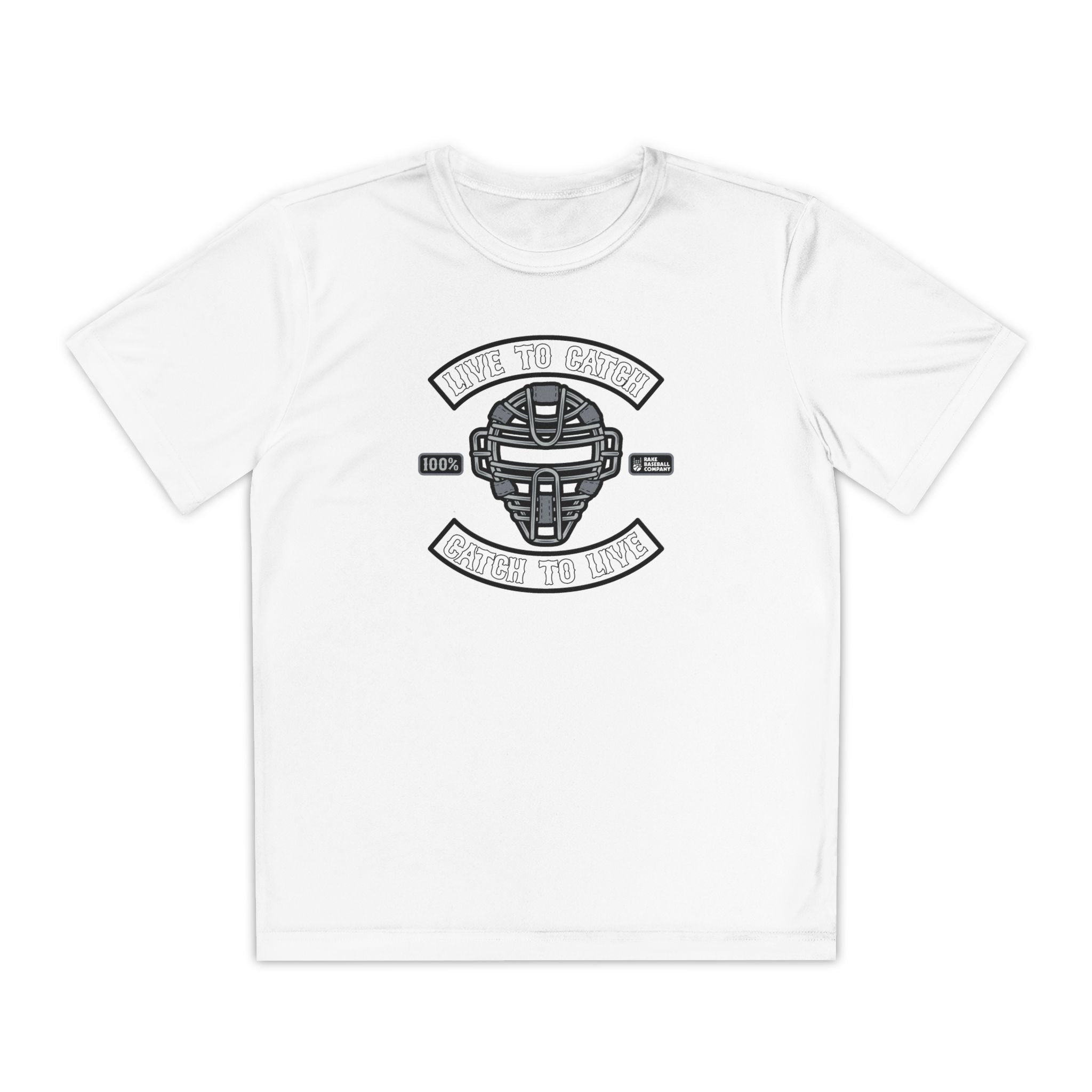 Kids Live To Catch Dry Fit Tee - Rake Baseball Company - RAKE BASEBALL | BASEBALL T-SHIRT | BASEBALL CLOTHING | GOOD VIBES ONLY
