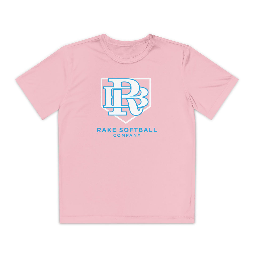 Kids RB Homeplate Softball Dry Fit Tee - Rake Baseball Company - RAKE BASEBALL | BASEBALL T-SHIRT | BASEBALL CLOTHING | GOOD VIBES ONLY