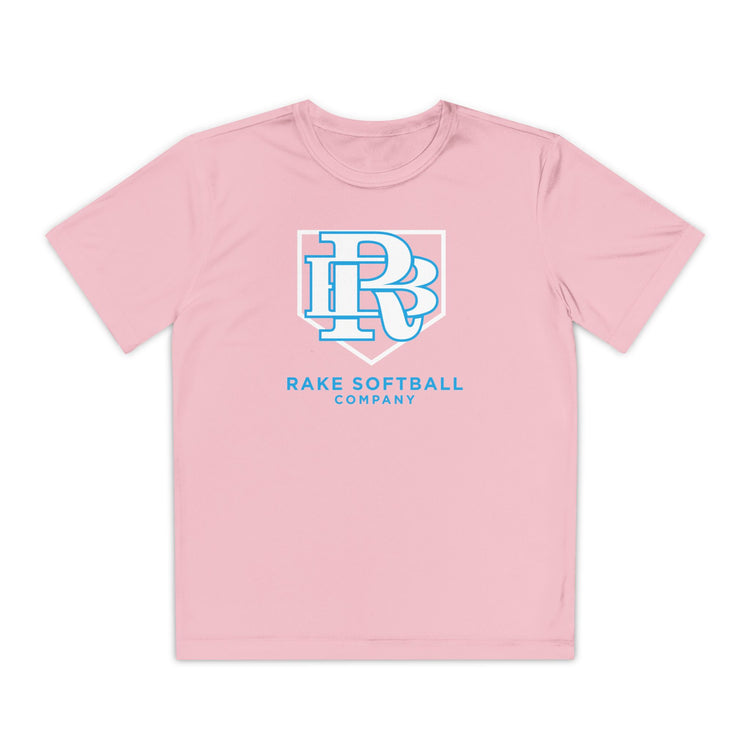 Kids RB Homeplate Softball Dry Fit Tee - Rake Baseball Company - RAKE BASEBALL | BASEBALL T-SHIRT | BASEBALL CLOTHING | GOOD VIBES ONLY
