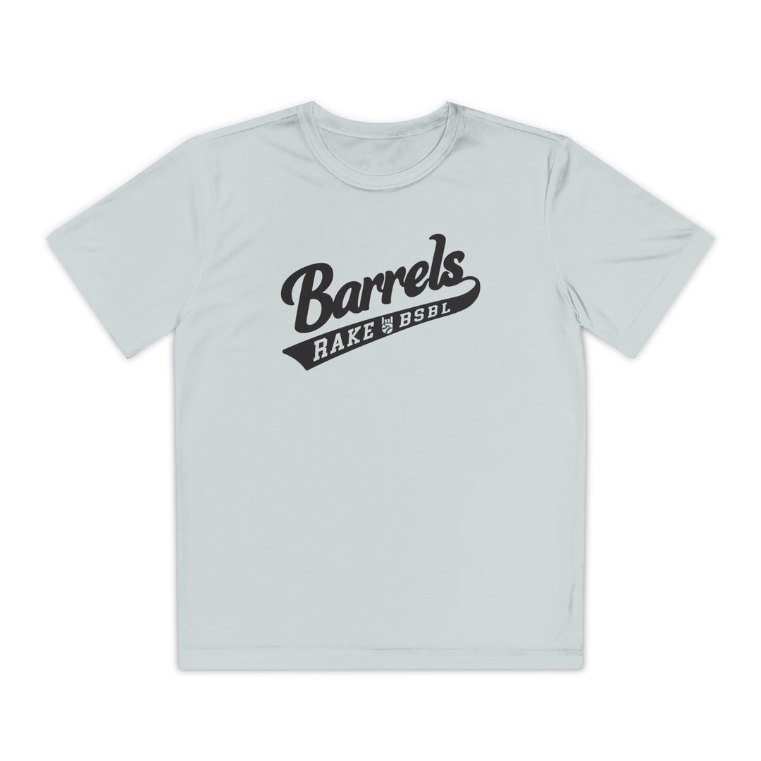 Kids Barrels Dry Fit Tee - Rake Baseball Company - RAKE BASEBALL | BASEBALL T-SHIRT | BASEBALL CLOTHING | GOOD VIBES ONLY