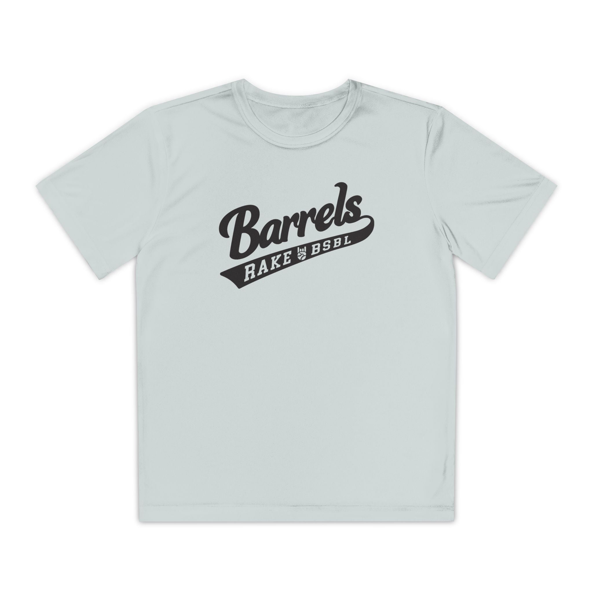 Kids Barrels Dry Fit Tee - Rake Baseball Company - RAKE BASEBALL | BASEBALL T-SHIRT | BASEBALL CLOTHING | GOOD VIBES ONLY