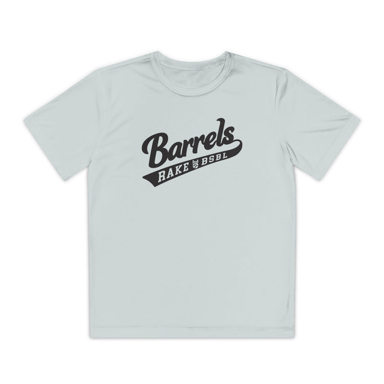 Kids Barrels Dry Fit Tee - Rake Baseball Company - RAKE BASEBALL | BASEBALL T-SHIRT | BASEBALL CLOTHING | GOOD VIBES ONLY