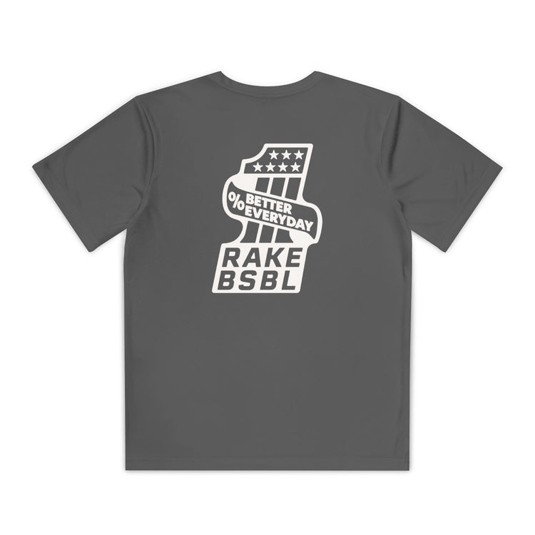 Kids One Percent Better Dry Fit Tee - Rake Baseball Company - RAKE BASEBALL | BASEBALL T-SHIRT | BASEBALL CLOTHING | GOOD VIBES ONLY