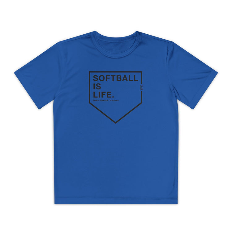 Kids Softball Is Life Dry Fit Tee - Rake Baseball Company - RAKE BASEBALL | BASEBALL T-SHIRT | BASEBALL CLOTHING | GOOD VIBES ONLY