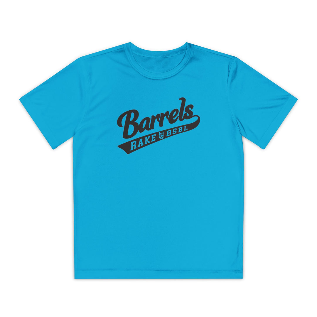 Kids Barrels Dry Fit Tee - Rake Baseball Company - RAKE BASEBALL | BASEBALL T-SHIRT | BASEBALL CLOTHING | GOOD VIBES ONLY