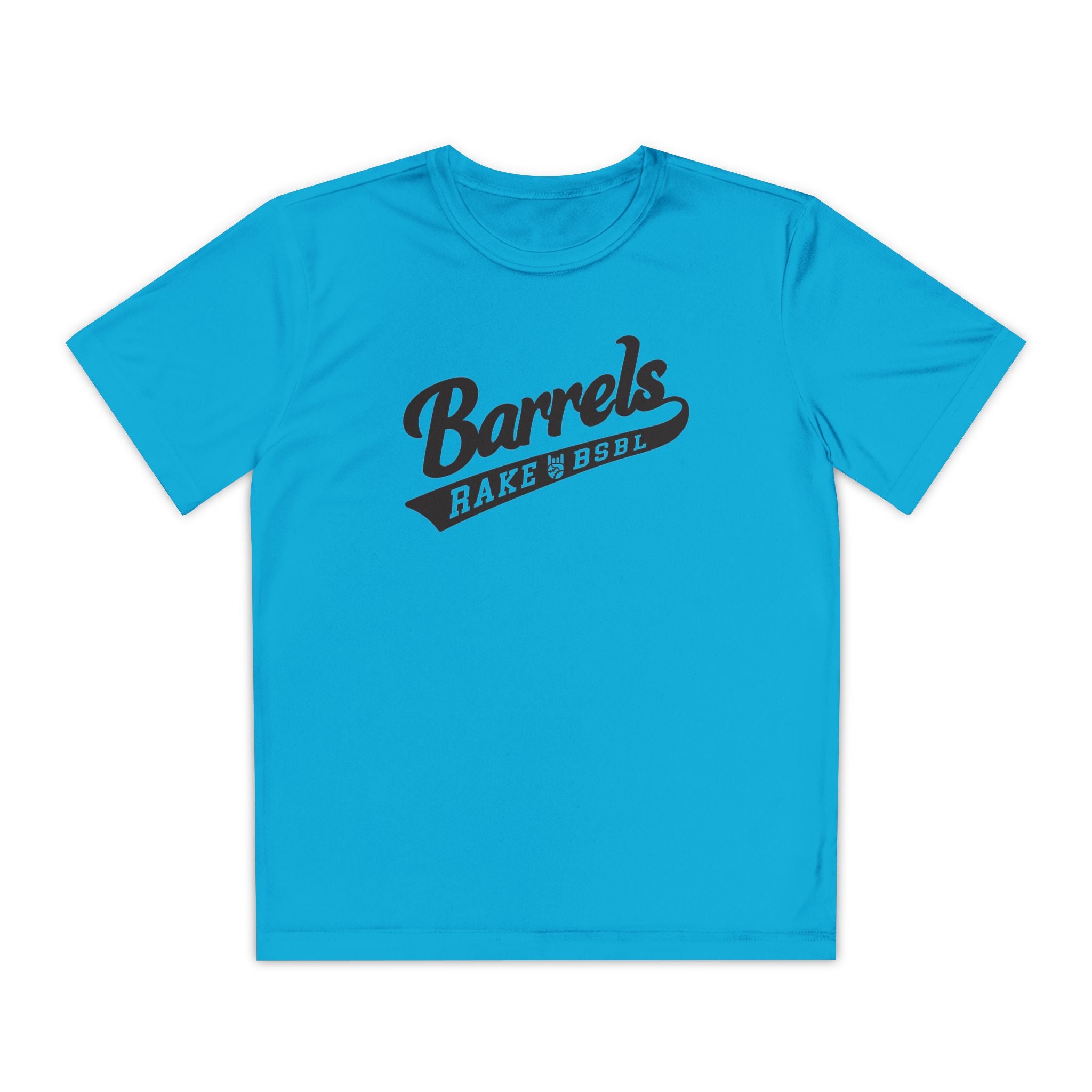Kids Barrels Dry Fit Tee - Rake Baseball Company - RAKE BASEBALL | BASEBALL T-SHIRT | BASEBALL CLOTHING | GOOD VIBES ONLY