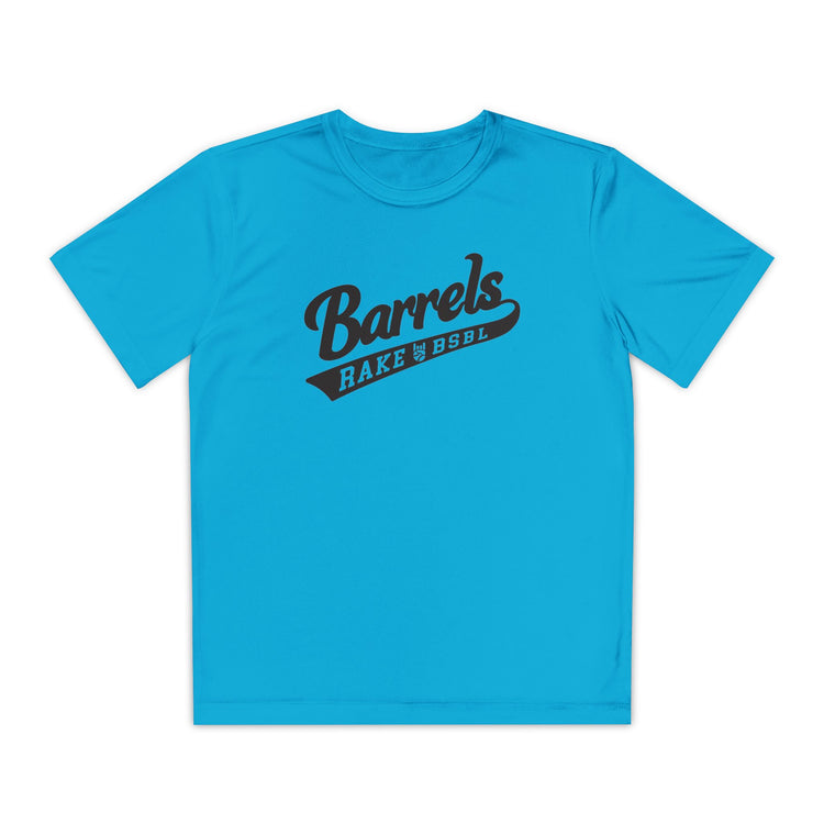 Kids Barrels Dry Fit Tee - Rake Baseball Company - RAKE BASEBALL | BASEBALL T-SHIRT | BASEBALL CLOTHING | GOOD VIBES ONLY