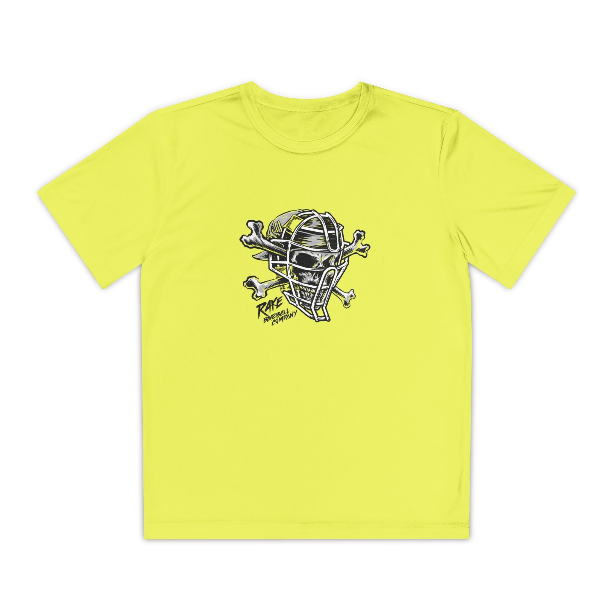Kids Catcher's Skull Dry Fit Tee - Rake Baseball Company - RAKE BASEBALL | BASEBALL T-SHIRT | BASEBALL CLOTHING | GOOD VIBES ONLY