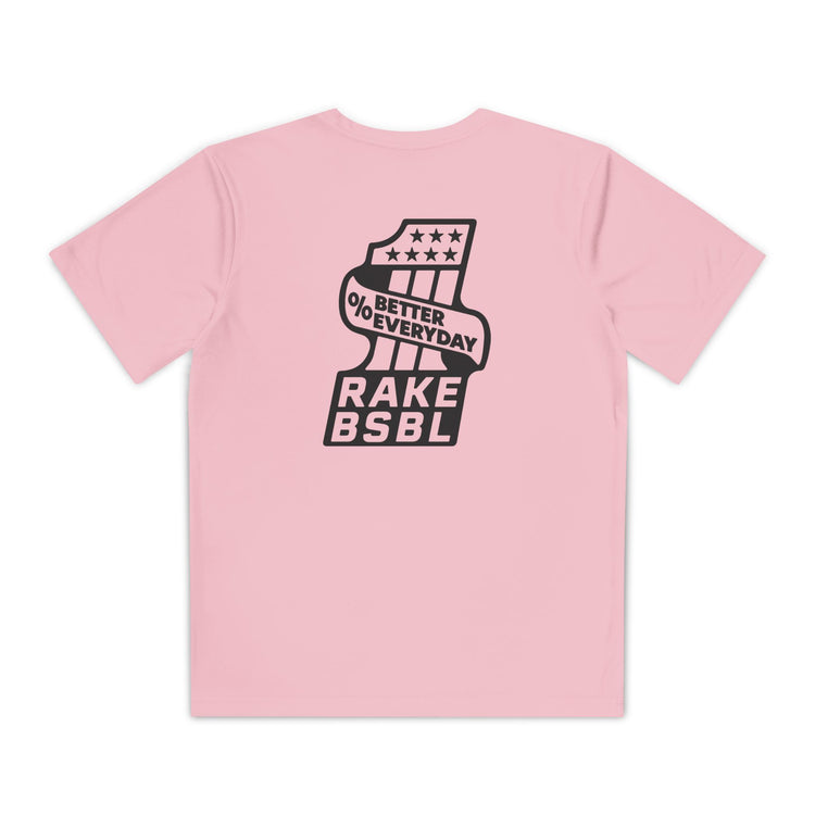 Kids One Percent Better Dry Fit Tee - Rake Baseball Company - RAKE BASEBALL | BASEBALL T-SHIRT | BASEBALL CLOTHING | GOOD VIBES ONLY