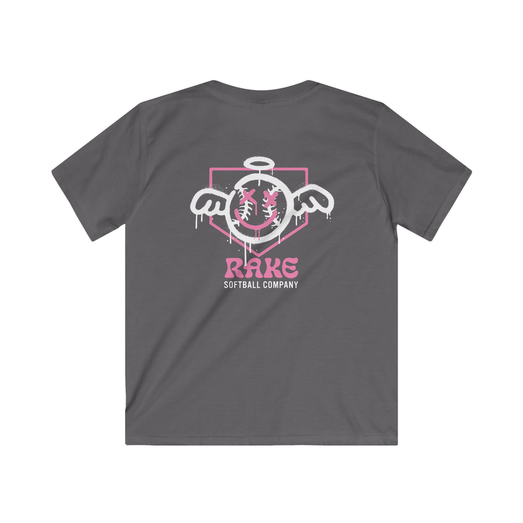 Kids She Angel Drip Softball Tee - Rake Baseball Company - RAKE BASEBALL | BASEBALL T-SHIRT | BASEBALL CLOTHING | GOOD VIBES ONLY