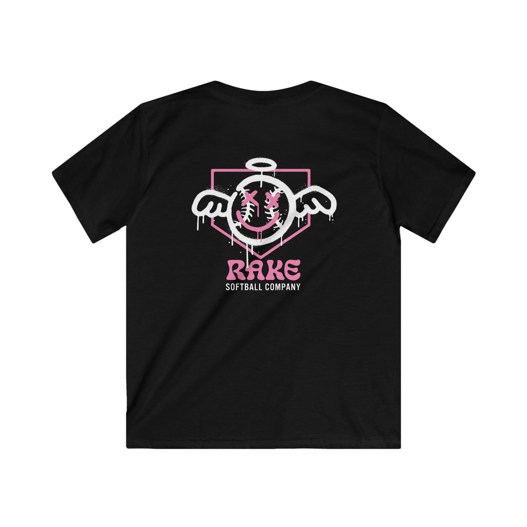 Kids She Angel Drip Softball Tee - Rake Baseball Company - RAKE BASEBALL | BASEBALL T-SHIRT | BASEBALL CLOTHING | GOOD VIBES ONLY