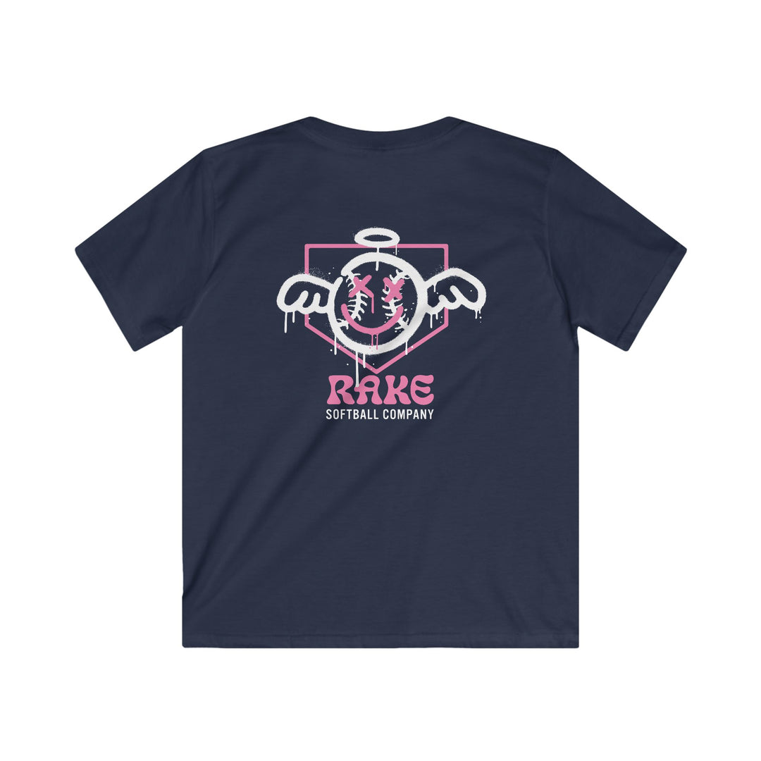 Kids She Angel Drip Softball Tee - Rake Baseball Company - RAKE BASEBALL | BASEBALL T-SHIRT | BASEBALL CLOTHING | GOOD VIBES ONLY