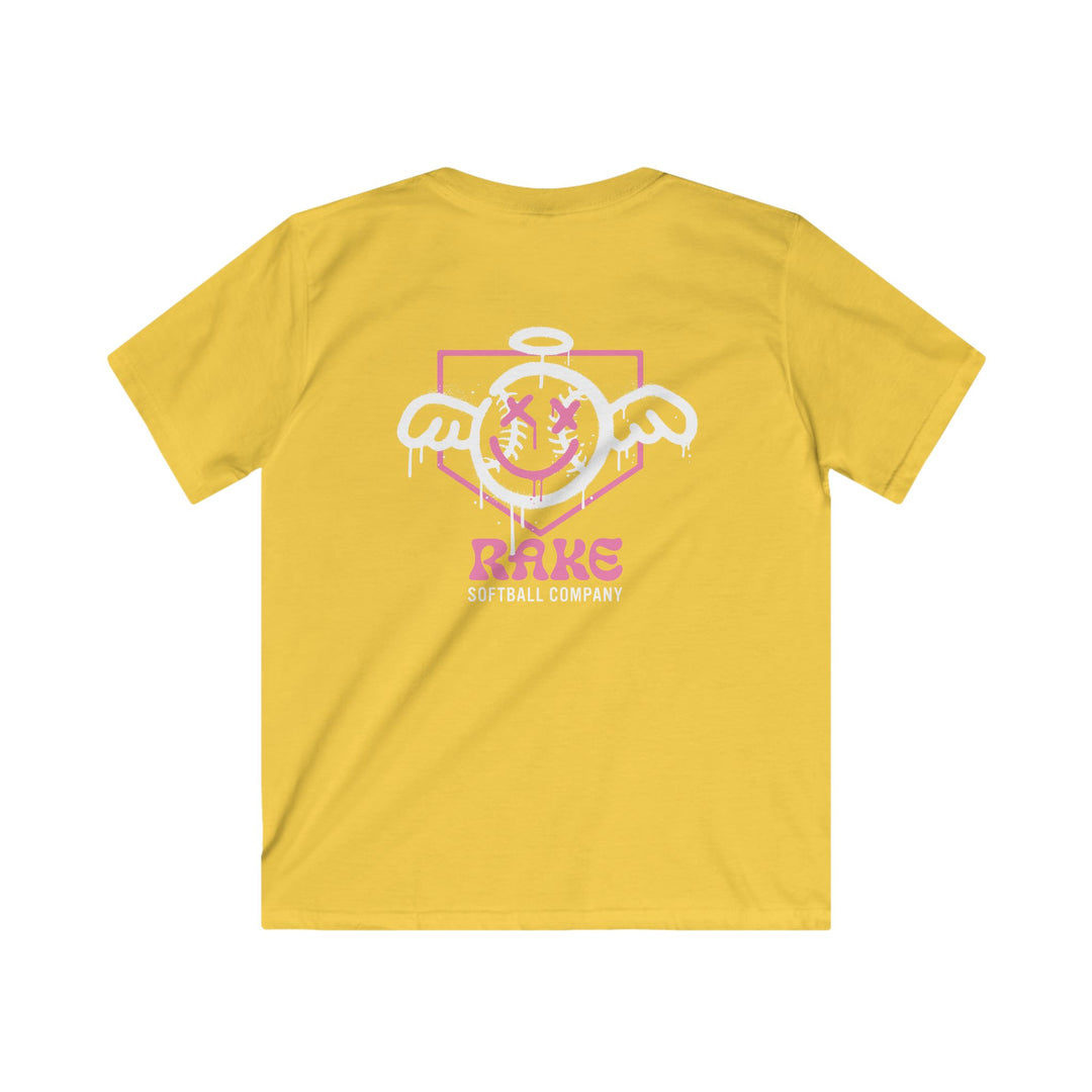 Kids She Angel Drip Softball Tee - Rake Baseball Company - RAKE BASEBALL | BASEBALL T-SHIRT | BASEBALL CLOTHING | GOOD VIBES ONLY