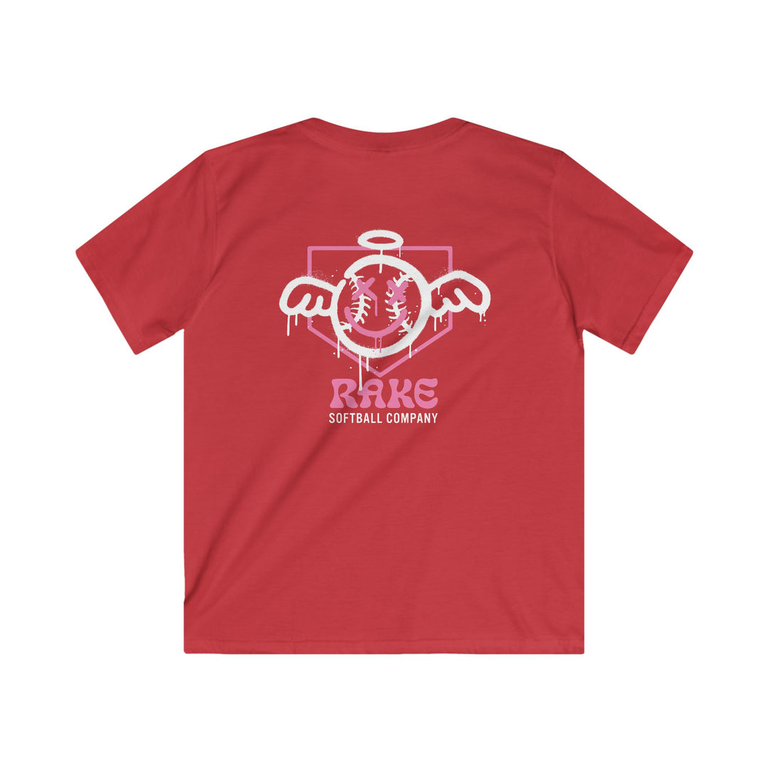 Kids She Angel Drip Softball Tee - Rake Baseball Company - RAKE BASEBALL | BASEBALL T-SHIRT | BASEBALL CLOTHING | GOOD VIBES ONLY