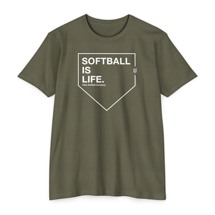 Softball Is Life Tee - Rake Baseball Company - RAKE BASEBALL | BASEBALL T-SHIRT | BASEBALL CLOTHING | GOOD VIBES ONLY