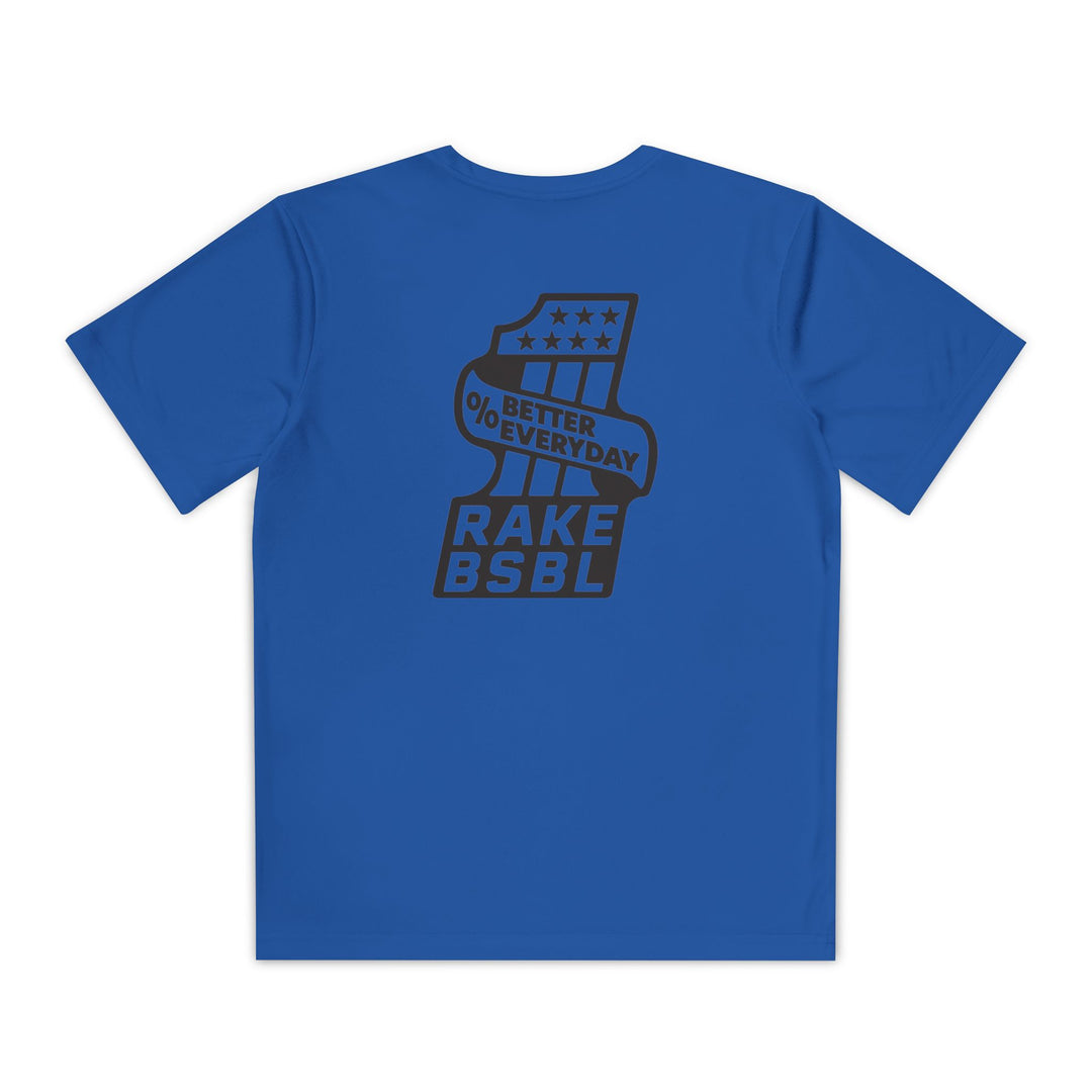 Kids One Percent Better Dry Fit Tee - Rake Baseball Company - RAKE BASEBALL | BASEBALL T-SHIRT | BASEBALL CLOTHING | GOOD VIBES ONLY