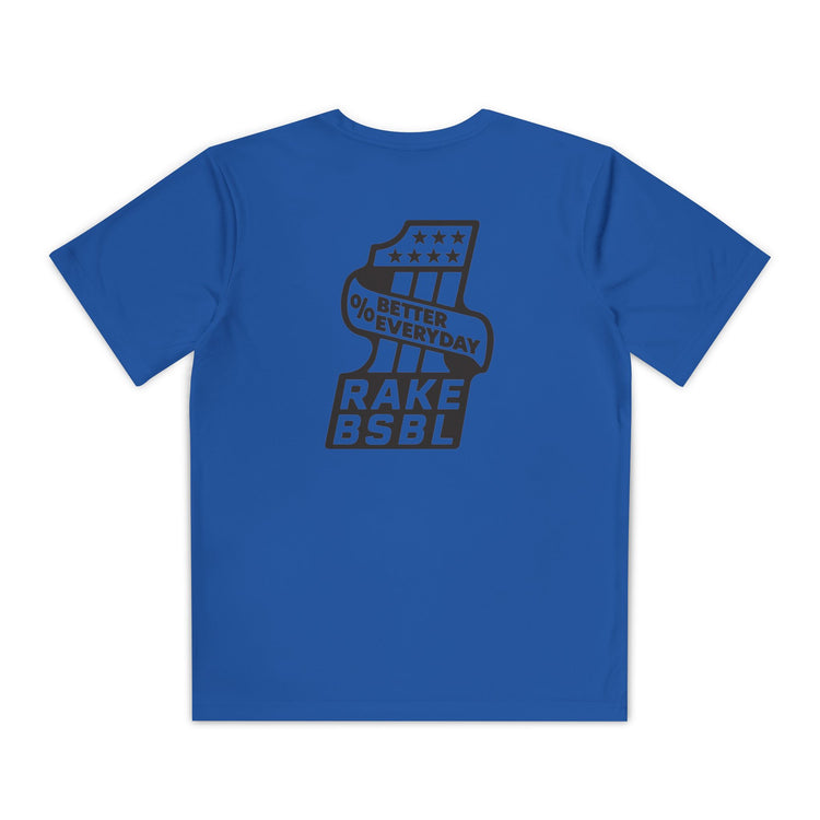Kids One Percent Better Dry Fit Tee - Rake Baseball Company - RAKE BASEBALL | BASEBALL T-SHIRT | BASEBALL CLOTHING | GOOD VIBES ONLY