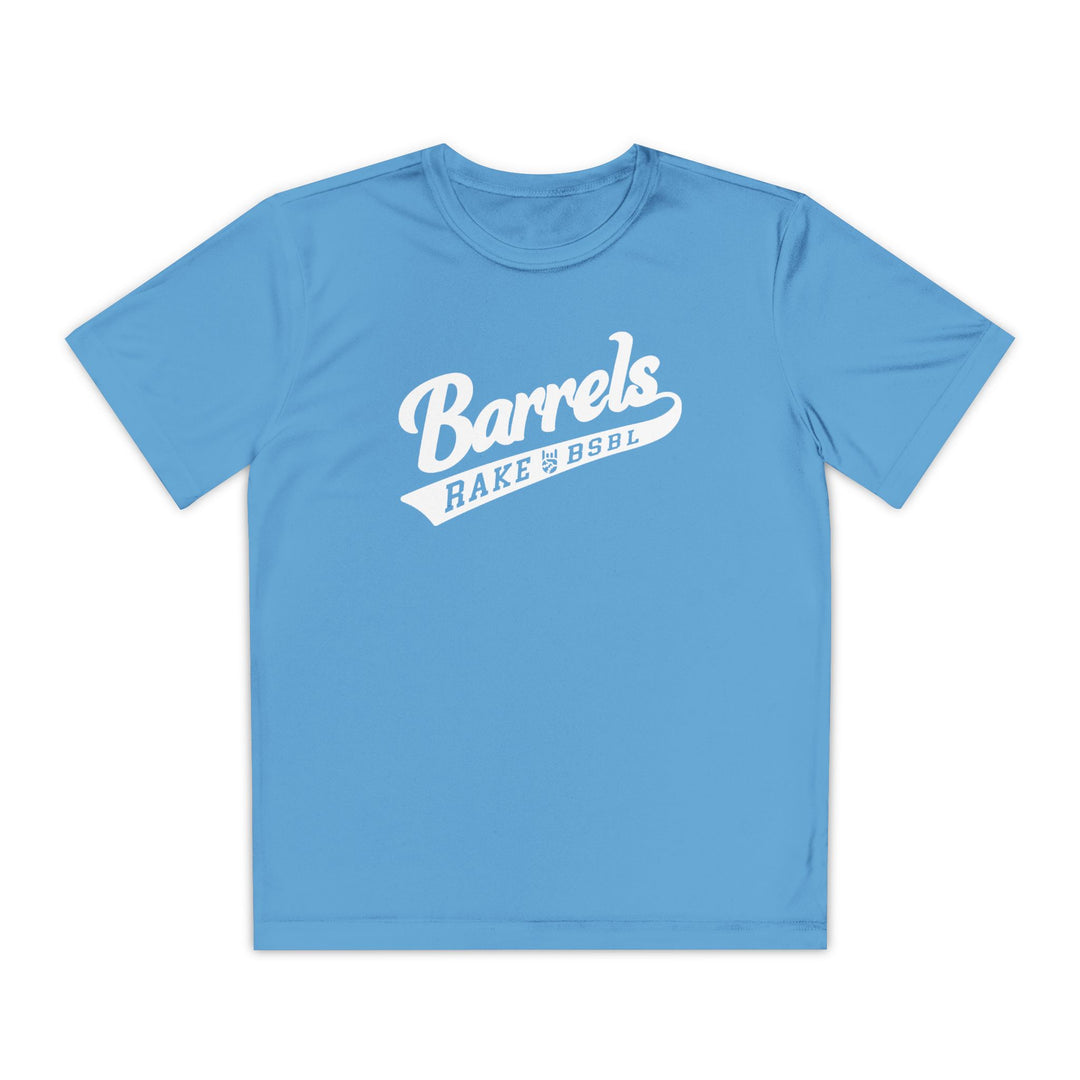 Kids Barrels Dry Fit Tee - Rake Baseball Company - RAKE BASEBALL | BASEBALL T-SHIRT | BASEBALL CLOTHING | GOOD VIBES ONLY