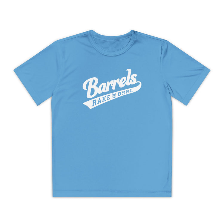 Kids Barrels Dry Fit Tee - Rake Baseball Company - RAKE BASEBALL | BASEBALL T-SHIRT | BASEBALL CLOTHING | GOOD VIBES ONLY